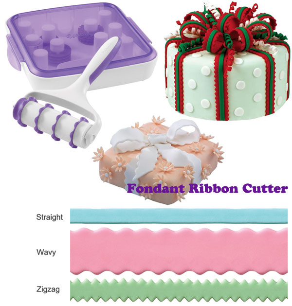 Fondant Strip Ribbon Cutter Tool Cake Rolling Pin Embosser Mold 